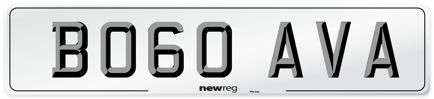 BO60 AVA Number Plate from New Reg